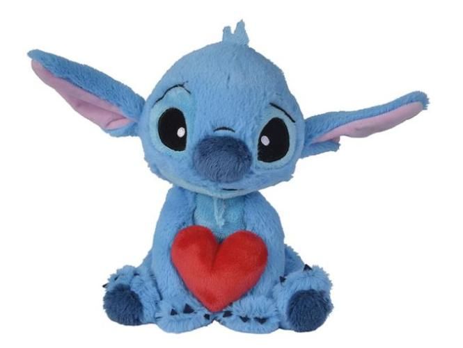 Peluche Stitch con cuore, 30 cm, Simba,Eta 1+