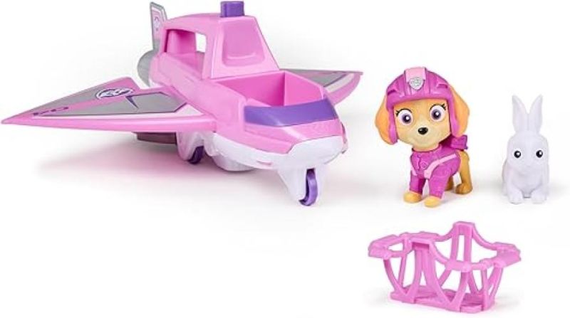 Paw Patrol Air Rescue, Jet Aereo con Personaggio Skye da Collezione, con Gancio Retrattile, Cesta di Salvataggio e Coniglietto,Spin Master,Eta 3+