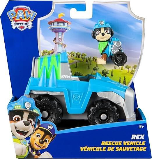Paw Patrol, veicolo di salvataggio dinosauri di Rex, veicolo giocattolo con action figure da collezione,Spin Master,Eta 3+