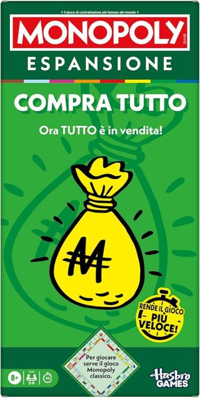 Monopoly, ESPANSIONE Compra tutto (per giocare serve il gioco Monopoly classico) - Versione italiana,Hassbro,Eta 8+