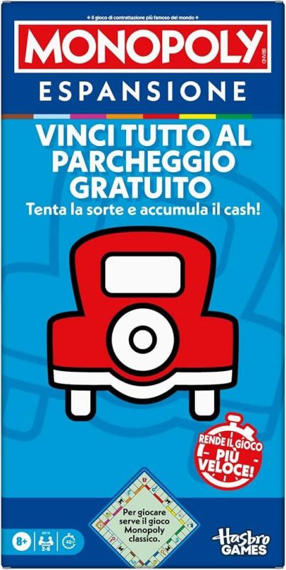Monopoly, ESPANSIONE Vinci tutto al Parcheggio Gratuito, per giocare serve il gioco Monopoly classico,Hasbro,Eta 8+