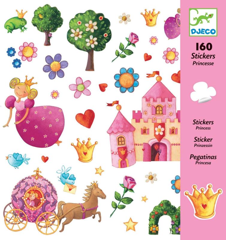 160 Adesivi Principessa,Djeco,eta 4-7 anni
