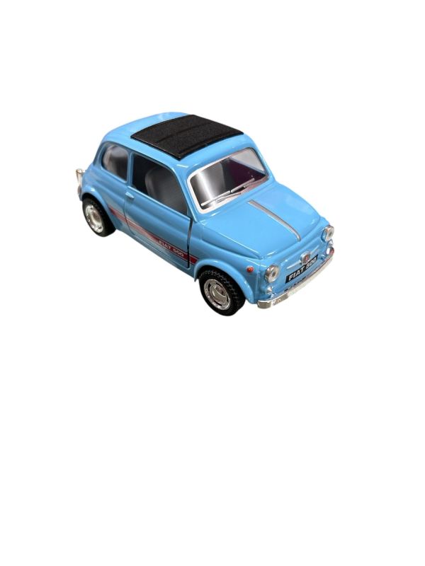 Fiat 500 1:24 ,Veicolo a retrocarica,Colore Azzurro
