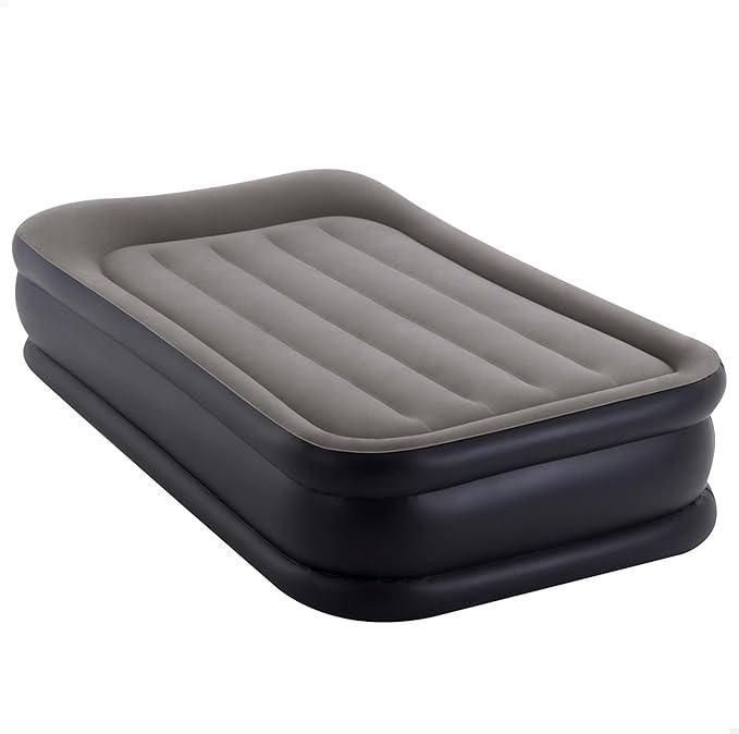  Materasso Dura-Beam Pillow Rest Deluxe Singolo, Bicolore, con Pompa Elettrica Incorporata, 99x191x42 cm,Intex