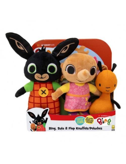 Bing, Set 3 peluches Bing,Sula,Flop,15 cm,Goldean Bear,Eta 0+