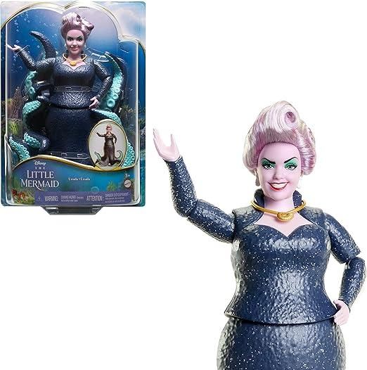 Disney La Sirenetta - Ursula, bambola con gli inconfondibili tentacoli scintillanti e capelli color lavanda, collana rimovibile e dettagli luccicanti,Mattel,Eta 3+