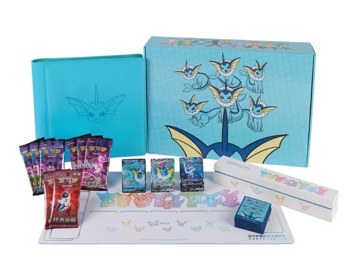 Pokemon Cinese Pokemon GCC,Pokemon Sowrd and Shield Eevee Advanced Gift Box Vaporeon,Lingua cinese,Età 6+