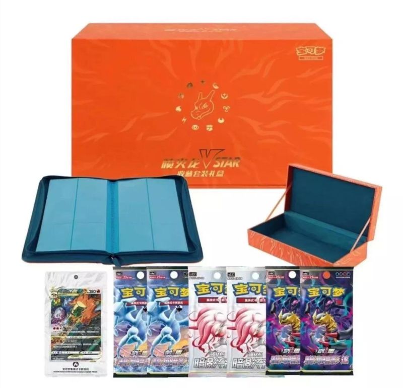 Pokemon Cinese Pokemon GCC,Pokemon Sword and Shield,Collection set gift box Charizarsd VStar,Lingua Cinese,Età 6+