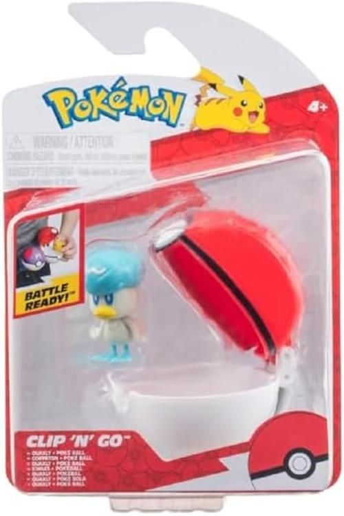 Pokémon  - Clip N Go Quaxly con Poké Ball,Jazwares,Età 4+