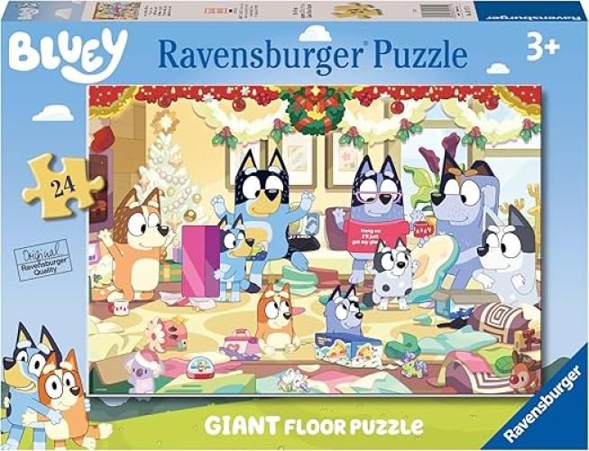  Puzzle Natale con Bluey, Collezione 24 Giant Pavimento, Ravensburger,Eta 3+