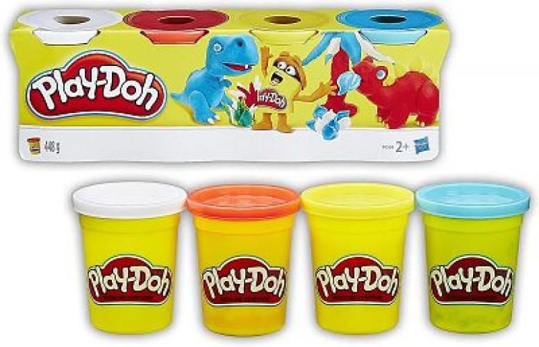 Play-Doh Pack 4 vasetti, Multicolore,HAsbro,Eta 2+