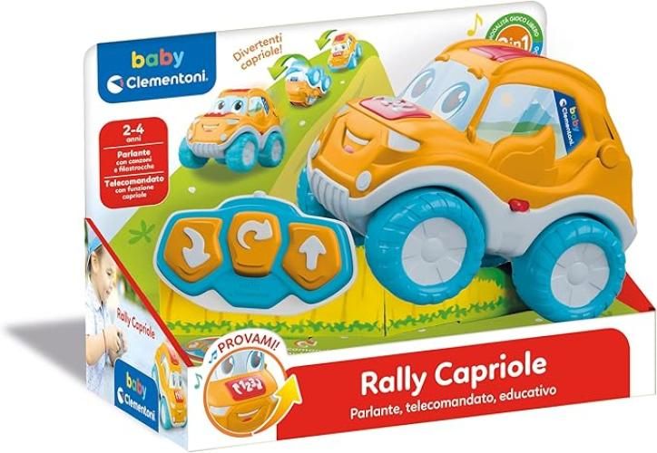  Rally Capriole, Macchinina , Gioco Prima Infanzia, Macchina Telecomandata con Suoni e Canzoni, Stimola Manualita, Linguaggio e Coordinazione, Lingua Italiana,Baby Clementoni,Eta2-4 anni