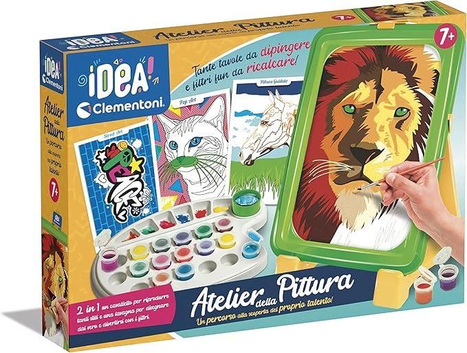 Atelier della Pittura, Gioco d`Arte per Bambini i, Set Creativo con Cavalletto, Lavagna, Tempere e Pennelli per Dipingere con i Numeri, Made in Italy, Lingua Italiana,Clementoni,Eta 7+