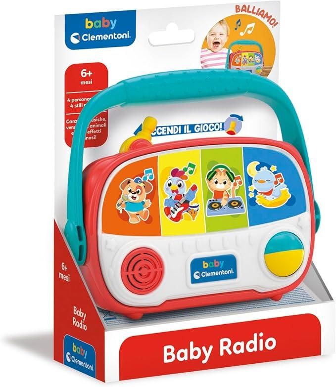 Baby Radio, Radiolina Neonati , Centro attivita Interattivo, Gioco Musicale con Effetti Luminosi, Stimola Sviluppo Psicomotorio e Cognitivo, Lingua Italiana,Baby Clementoni,Eta 6-36 mesi