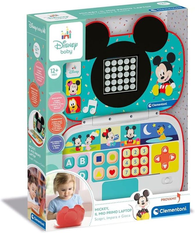 Il Mio Primo Laptop Mickey, Gioco Educativo Computer Bambino, Centro attivita Prima Infanzia, Insegna Lettere e Numeri in 2 modalita di Gioco, Lingua Italiana,Diseny Baby Clementoni,Eta 12+ mesi