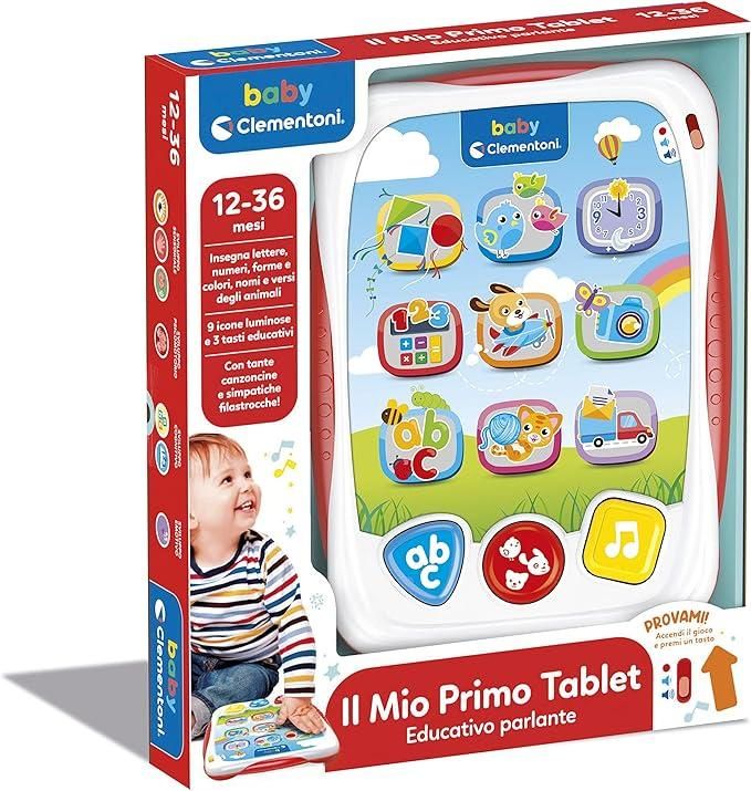 Il Mio Primo Tablet Parlante, Gioco Interattivo con Luci e Suonii, Insegna Numeri, Lettere, Forme e Versi degli Animali, Lingua Italiana,aby Clementoni,Eta 12-36 mesi