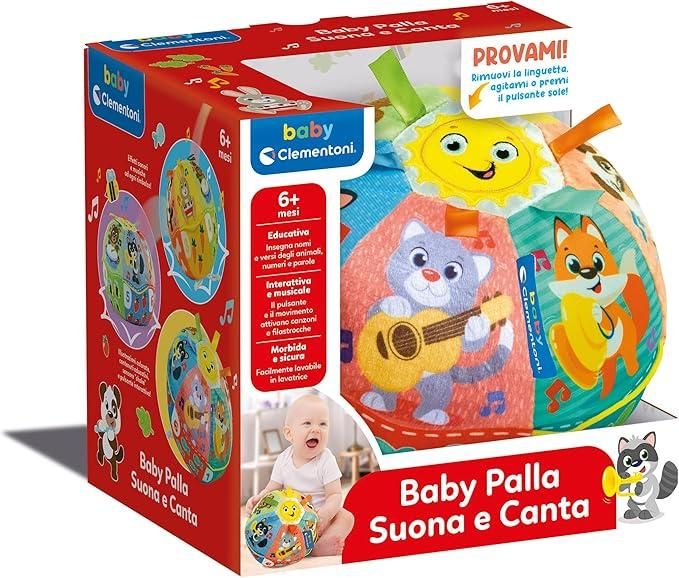 Palla Suona e Canta, Gioco Elettronico per Bambinii, con Suoni e Dolci Melodie, in Morbida Stoffa, Stimola Manualita, Tatto e Motricita, Lingua Italiana,Baby Clementoni,Eta 6+ mesi