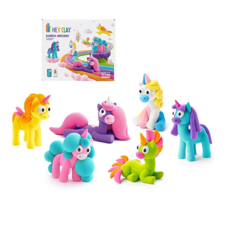 Set creativo pasta modellabile,Unicorni arcobaleno 6 soggetti,Hey Clay,eta 3+