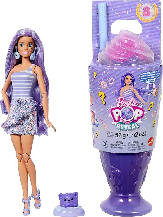 Barbie Pop Reveal Series Fashion Doll & Accessories Set, Treat Series, Donut Dreams Theme with Pet, 8 Surprises Include Color Change,Mattel,Eta 4+