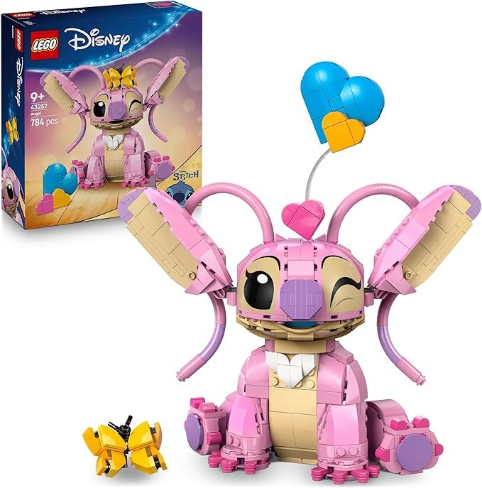 LEGO | Disney Angel - Lilo & Stitch Giocattolo da Costruire - Personaggio da Esposizione in Mattoncini con 3 Palloncini a Cuore e Farfalla -Eta9+
