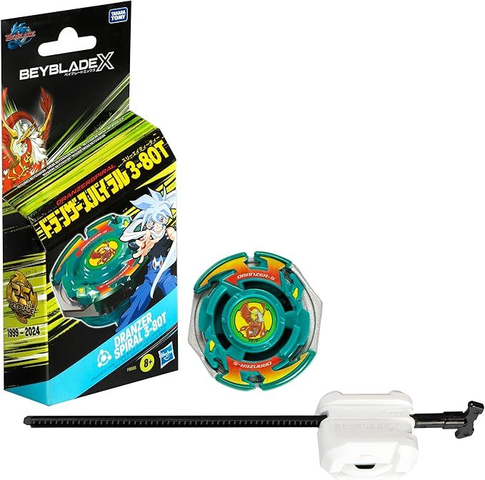 Bey Blade X,Dranzer Spiral 3-80T,Trottola con lanciatore,Hasbro Eta 8+