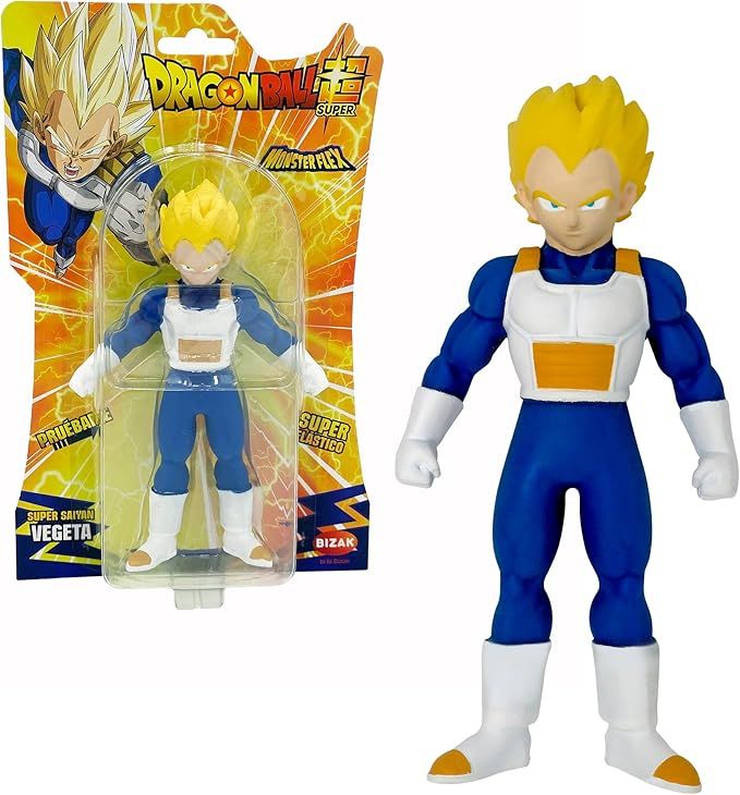 Monsterflex Super Sayan  Vegeta  Dragon Ball, bambola super estensibile ed elastico, 25 cm,Diramix,Eta 4+