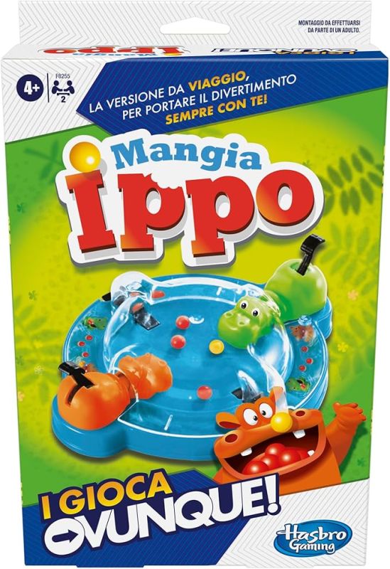 Mangia Ippo, I Gioca Ovunque, Gioco Portatile, Giocattolo Compatto per 2 Giocatori, Include 2 Ippopotami Affamati,Hasbro,Eta 4+