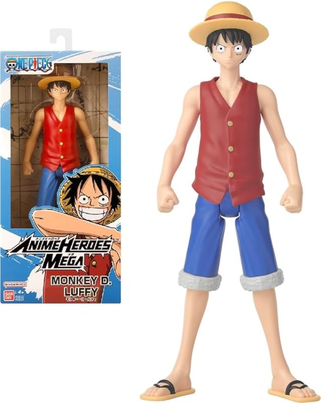 Anime Heroes - One Piece - Action figure Anime Heroes Mega 30 cm Luffy - Grande action figure snodata - Figura manga Luffy - Licenza ufficiale,Bandai,Eta 4+