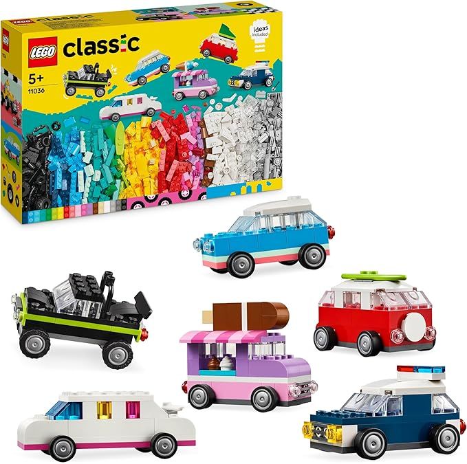 LEGO Classic Veicoli Creativi, Modellini di Auto Colorate da Costruire in Mattoncini, Set con Macchine Giocattolo - Eta 5+