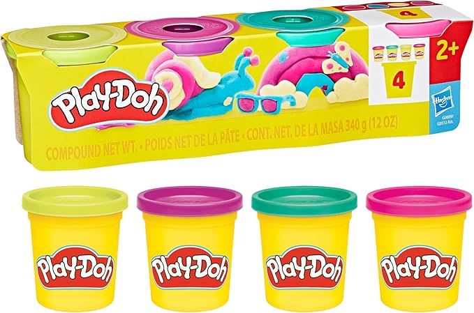 Play-Doh, Confezione da 4 Colori Vivaci da 84 g,Hasbro,Eta 2+