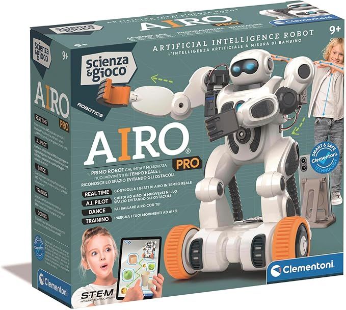 Scienza e Gioco Robotics - AIRO PRO, Robot da Assemblare, Bambini 9+ Anni, con APP Dedicata e Tecnologia AI, Imita Movimenti con l`Intelligenza Artificiale, 6 Motori,Eta 9+