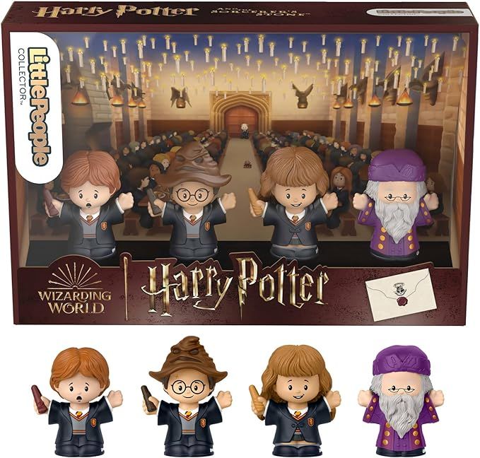 Little People Collector Harry Potter e la Pietra Filosofale Edizione Speciale Film, set  4 personaggi, Fisher-Price,Eta 8+