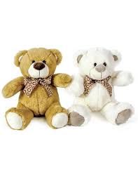 Peluche orsetto 30 cm con fiocco,1 pezzo colore casuale,Decar ,Eta 1+