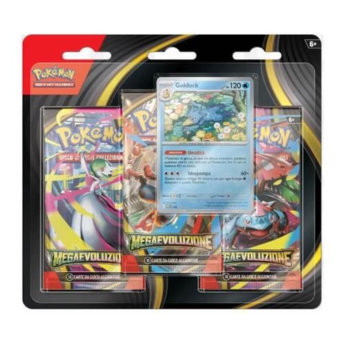 PokemonGCC,Megaevoluzione ,Blister 3 bustine  con promo Golduck, The Pokemon Company,Etra 6+