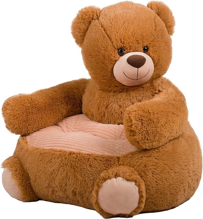 Poltrona Bambini 2 Anni Poltroncina per Bambini Orso Peluche, Sedia per Bambini, Comoda e Legger Per Bambini 12+ Mesi, Marrone