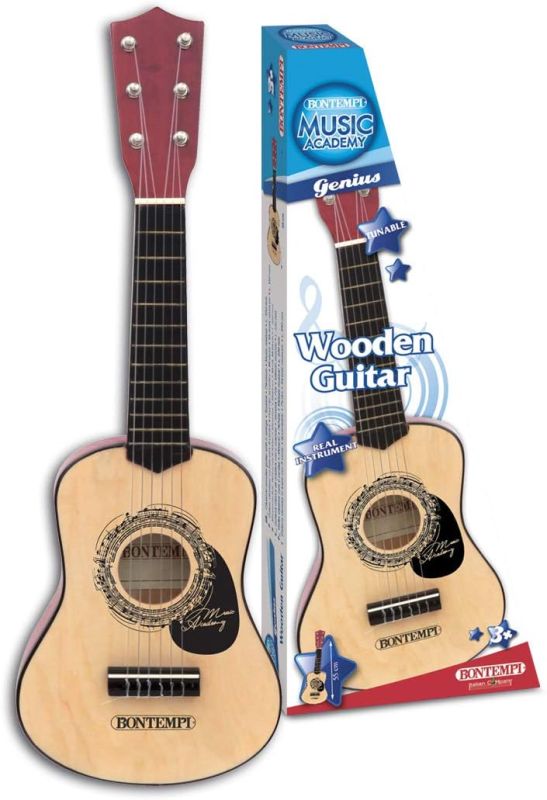 Chitarra Classica in Legno da 35 cm per Avventure Musicali Autentiche, Marrone,Bontempi,Eta 3+