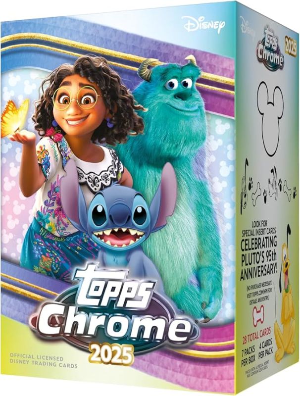 Carte collezionabili Topps Chrome 2025 Disney value box da 7 bustine,Eta 6+
