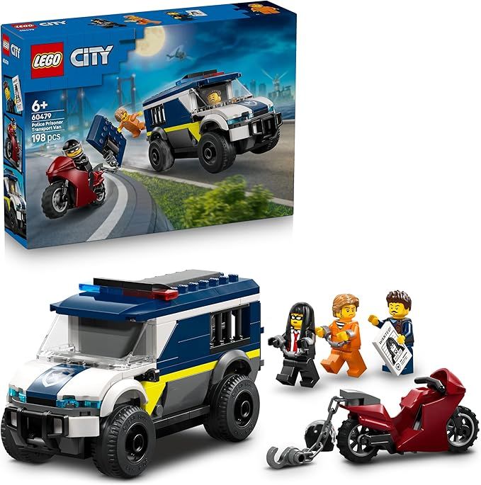 LEGO City Cellulare della Polizia Giocattolo - Kit di Modellismo con Camion con Porta della Cella Rimovibile, Moto, 3 Minifigure ,Eta 6+