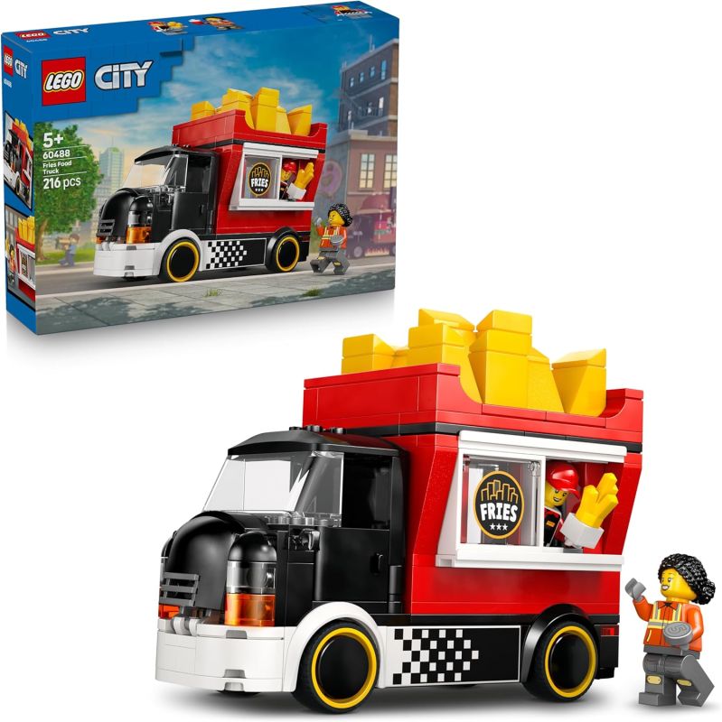 LEGO City Food Truck delle Patatine - Camion Giocattolo con Negozio Rimovibile, 2 Minifigure, Accessori e Cibo,Eta 5+