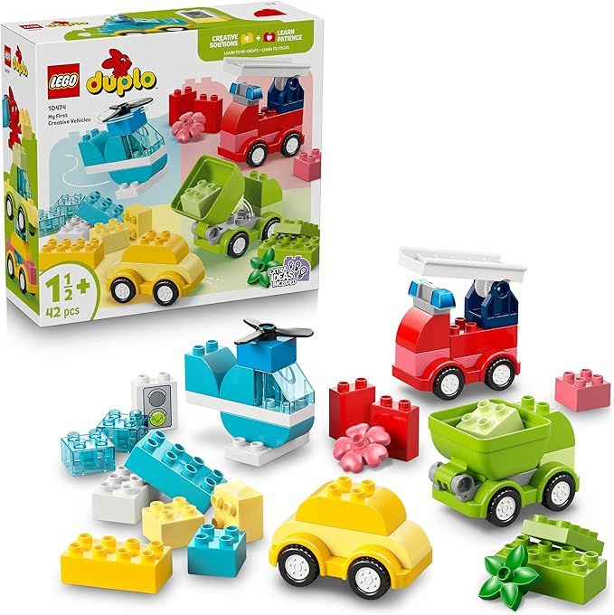LEGO DUPLO Veicoli Creativi - Gioco Didattico e di Ordinamento con Macchine, Camion e Elicottero Giocattolo ,Eta 1+