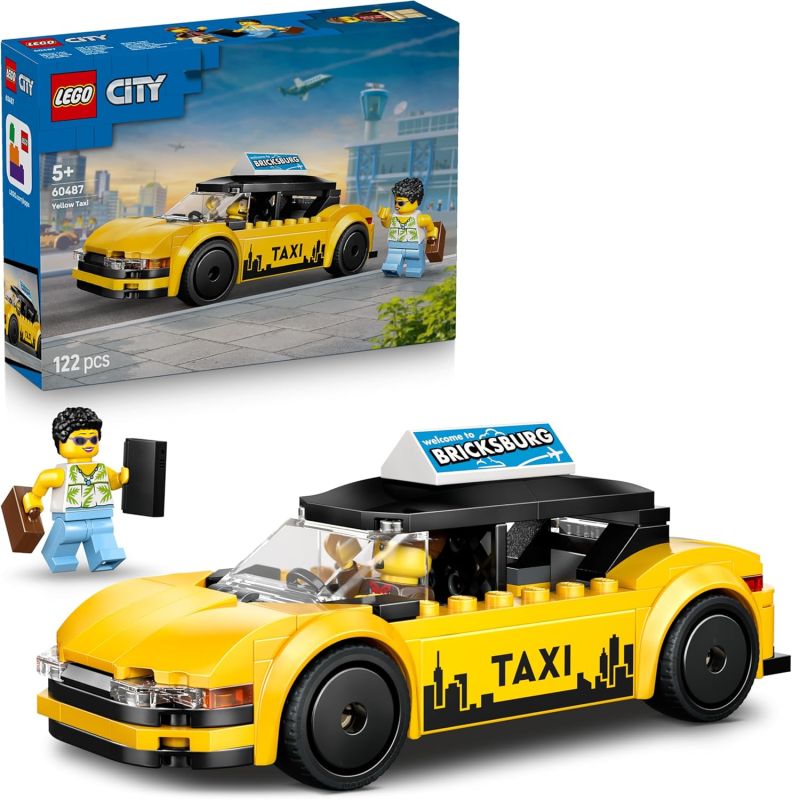 LEGO City Taxi Giallo - Macchina Giocattolo EV - Modello di Auto con 2 Minifigure e Tetto Rimovibile ,Eta 5+
