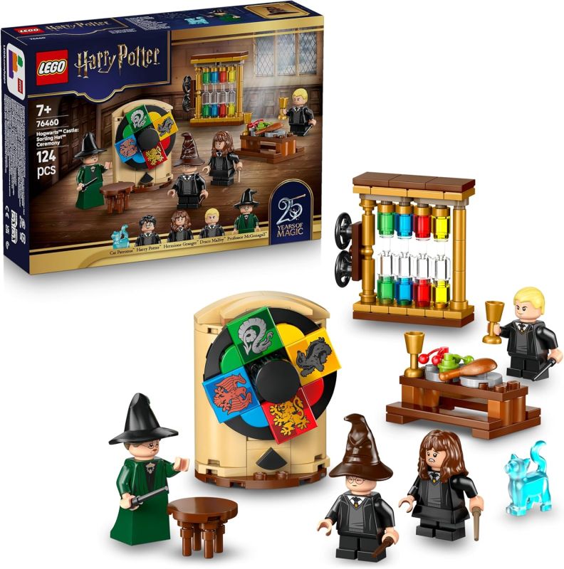 LEGO Harry Potter Castello di Hogwarts: Cerimonia del Cappello Parlante Giocattolo - Minifigure da Collezione Patronus oltre a Hermione e Draco Malfoy , Eta 7+