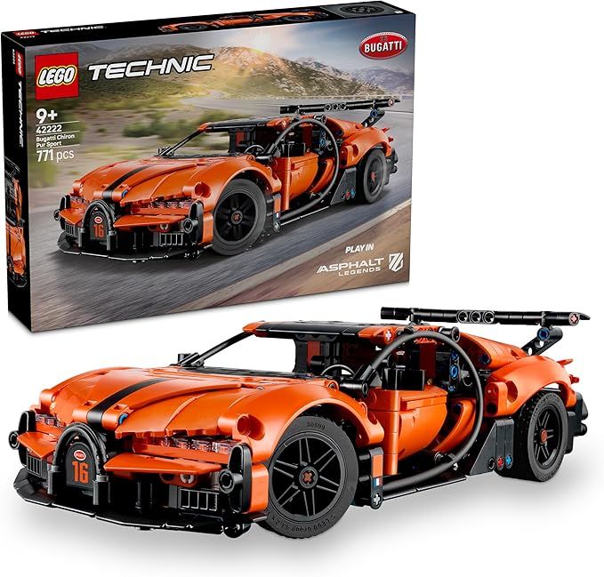 LEGO Technic Bugatti Chiron Pur Sport - Macchina Giocattolo - Modello di Auto da Corsa con Motore W16, Sterzo e Porte Apribili,  Eta 9+