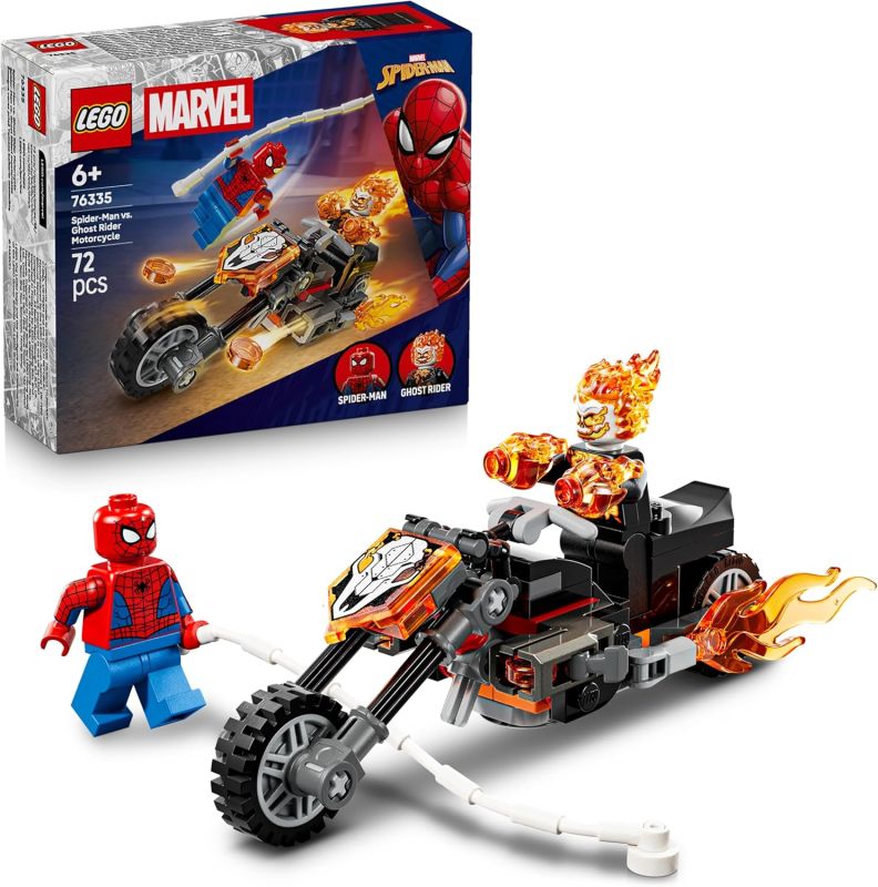 LEGO | Marvel Spider-Man vs. Ghost Rider in Motocicletta - Giocattolo dei Supereroi con Modellino di Moto, 2 Minifigure, Ragnatela e Elementi Fuoco, Eta 6+