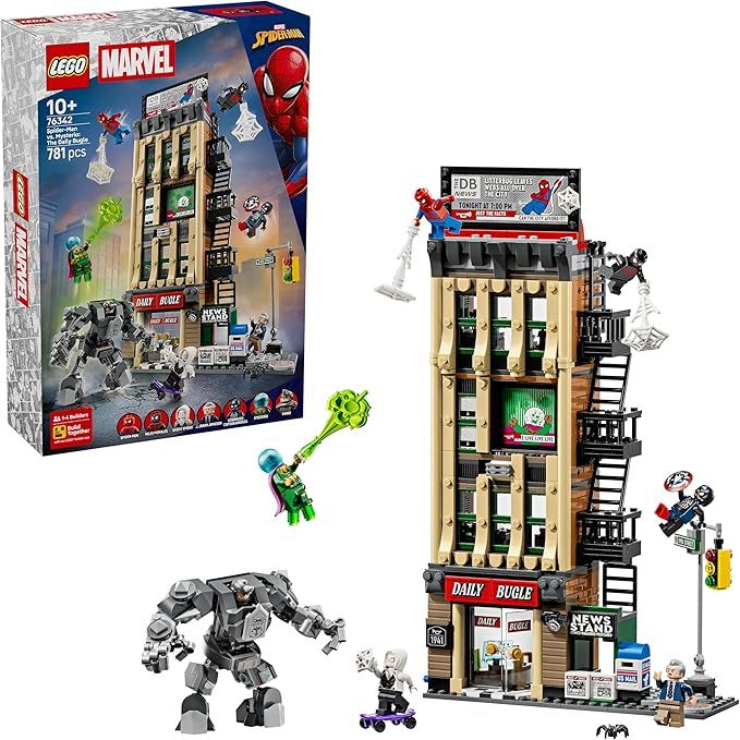 LEGO | Marvel Spider-Man vs. Mysterio: il Daily Bugle - Giocattolo dei Supereroi con Action Figure Mech e 7 Minifigure , Eta 10+
