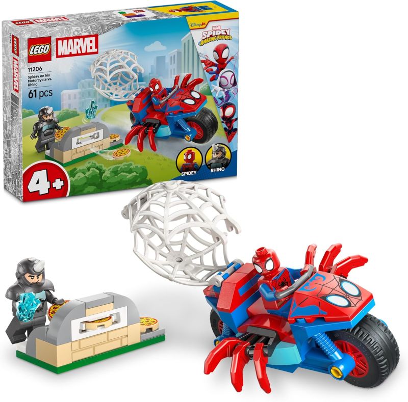 LEGO | Marvel Spidey sulla Moto Contro Rhino - Motocicletta Giocattolo da Supereroe con 2 Minifigure , Eta 4+