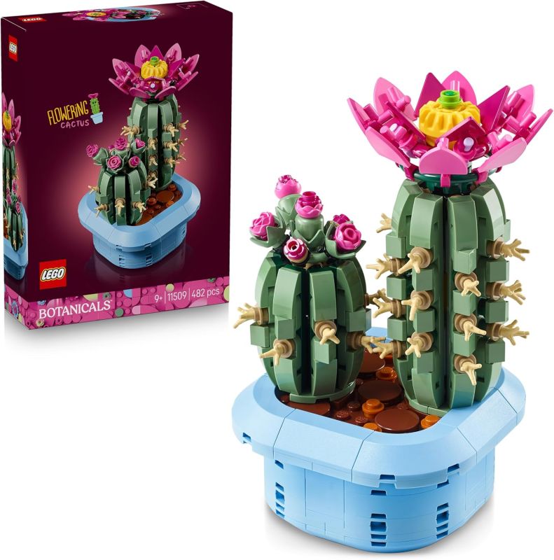 LEGO Botanicals Cactus in Fiore - Pianta Artificiale in Vaso con 2 Cactus e Fiori Finti , Eta 9+
