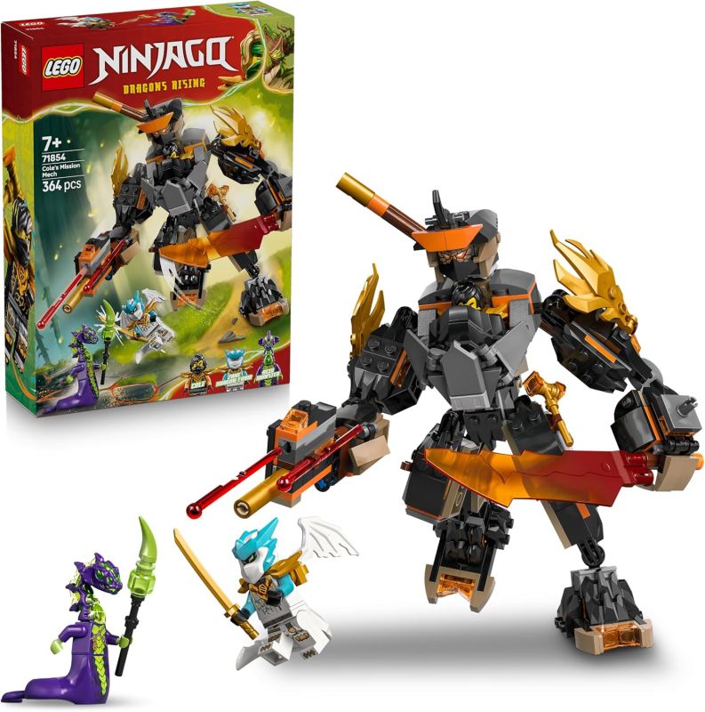 LEGO NINJAGO Mech della Missione di Cole e Drago Zane - Giocattolo Ninja con Action Figure, 3 Minifigure e Spade, Eta 7+