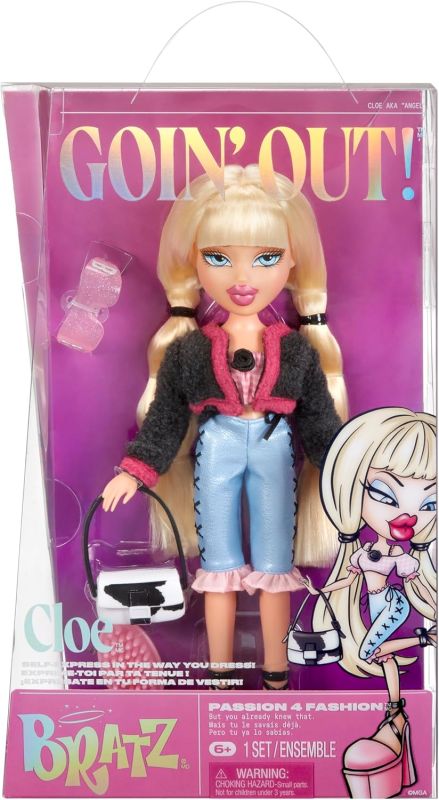 Bratz Goin` Out! Bambola - Cloe - 1 Bambola da Collezione con Accessori, Dotata di un Vestito, una Borsetta, un Paio di Occhiali da Sole e una Spazzola , MGA, Eta6+