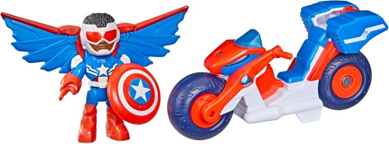 Marvel, Iron Man e i Suoi Fantastici Amici, Captain America: Sam Wilson Super Bike, Action Figure e Moto Giocattolo,Hasbro,Eta 3+
